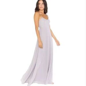 Show Me Your Mumu Faith Maxi Dress in Dove Grey Chiffon, Size Medium, NWT